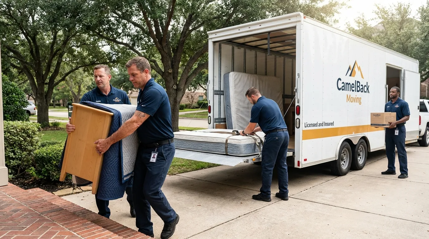 Crew loading residential truck for cross-state move from Takoma Park, MD