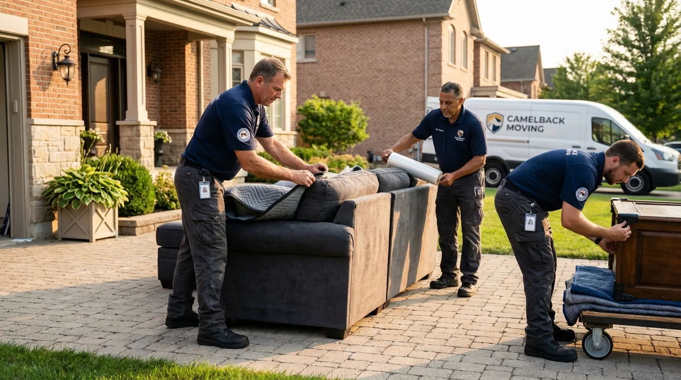 Large estate moving crew wrapping furniture in Takoma Park, MD