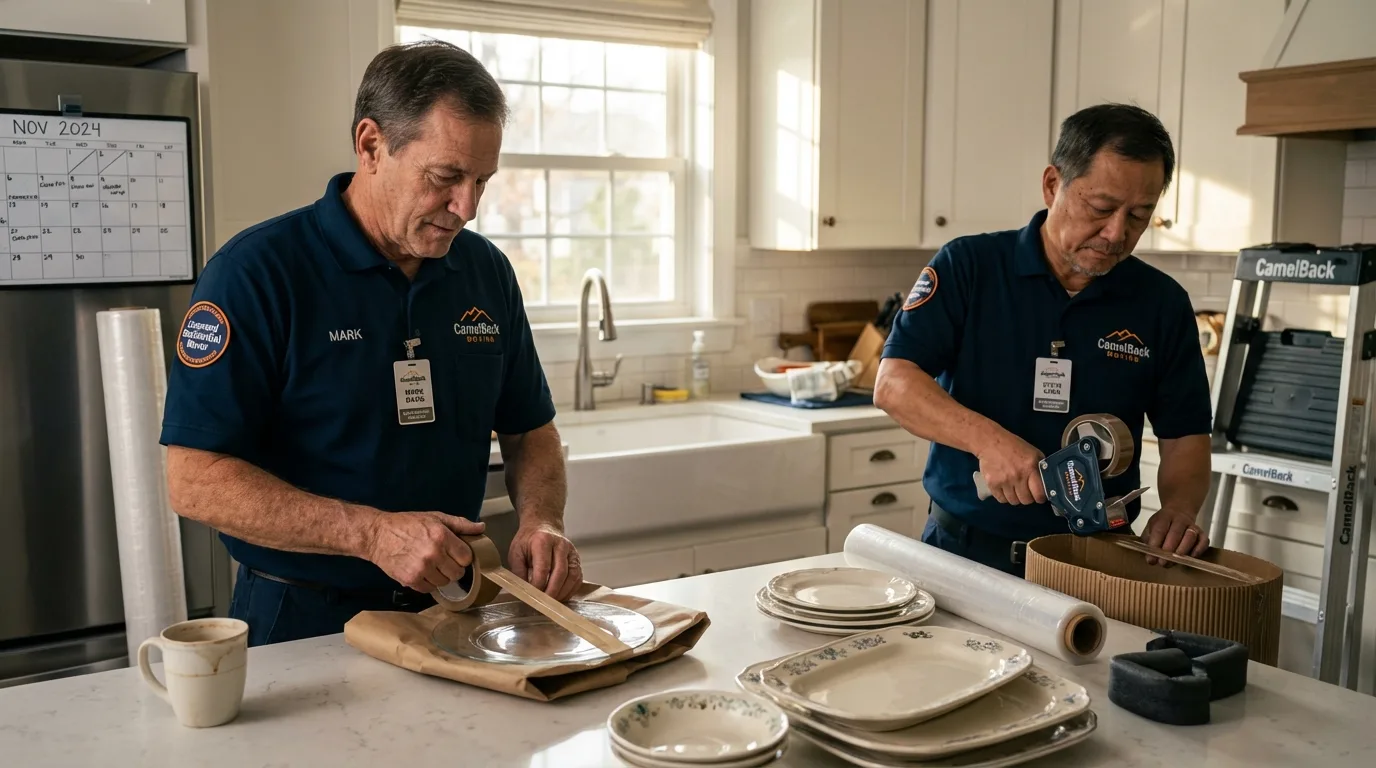 Professional crew packing kitchen dishware in Takoma Park, MD